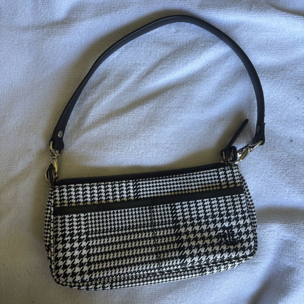 Ralph Lauren Black and White Houndstooth Shoulder Bag